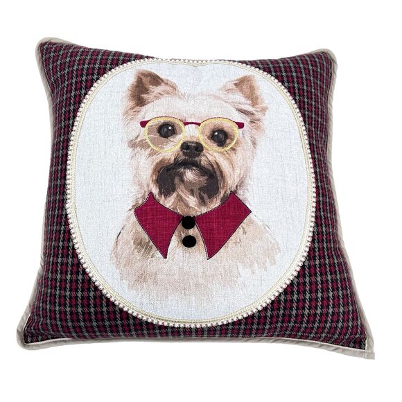 Loving Kindness Westie Winter Holiday Cover & Feather Pillow 19.5" Square - Picture 1 of 11